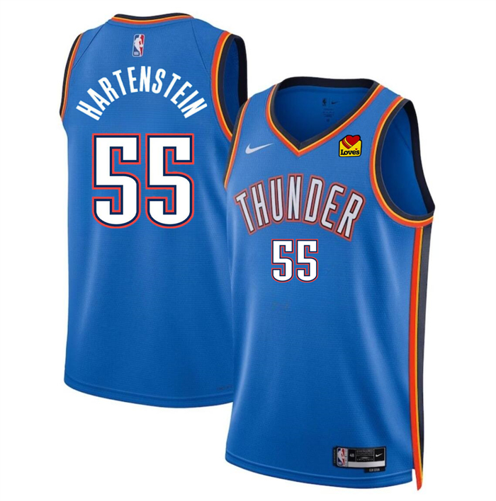 Men's Oklahoma City Thunder #55 Isaiah Hartenstein Blue Icon Edition Stitched Basketball Jersey